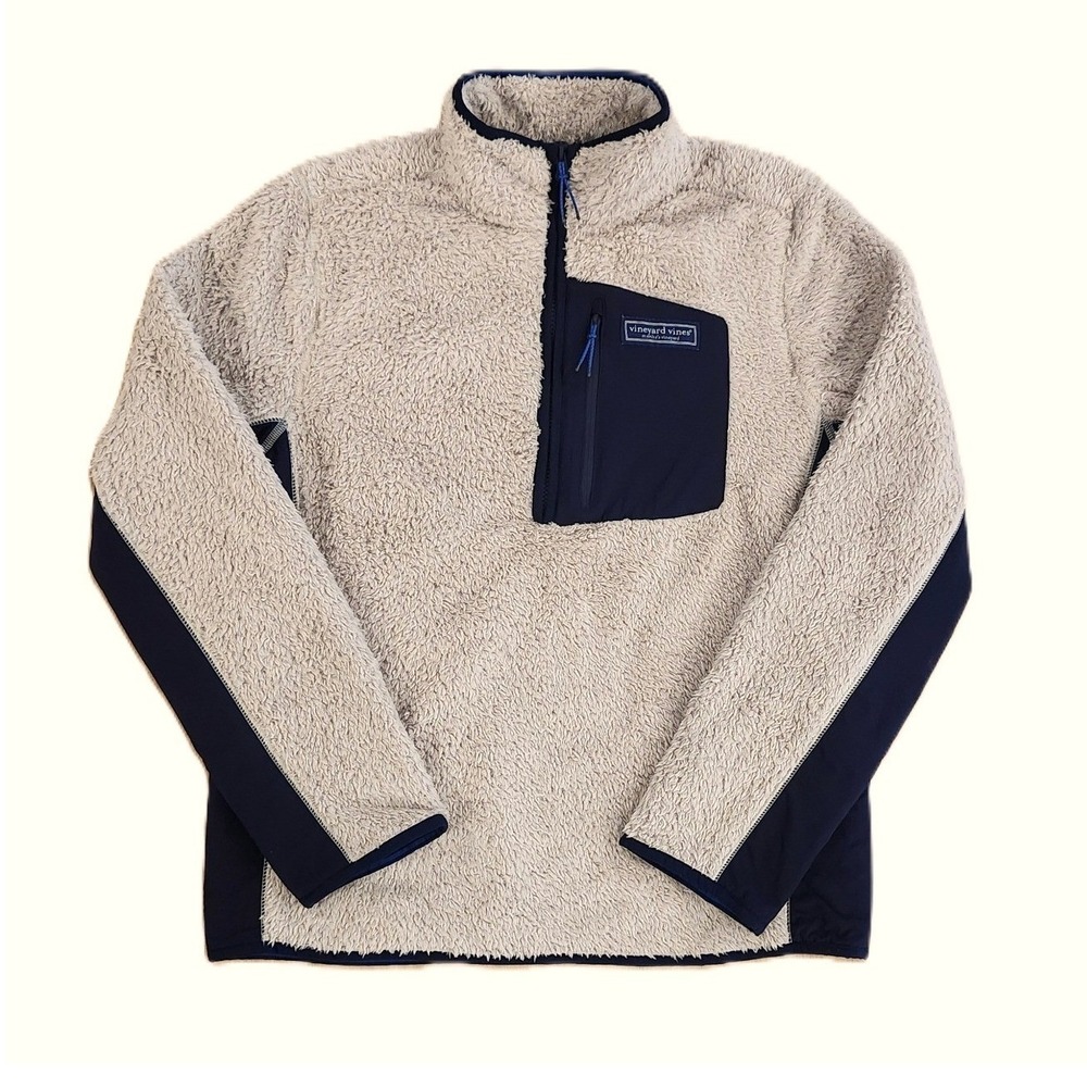 NEW MEN'S(Unisex) VINEYARD VINES STILLWATER SHERPA FLEECE QUARTER ZIP PULLOVER